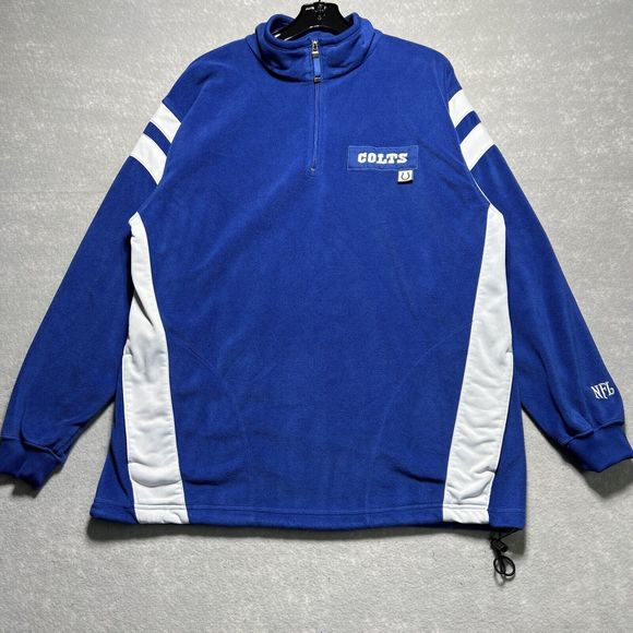 NFL Indianapolis Colts Fleece 1/4 Zip Blue Pullover Sweater Coldgear Men’s Large - Picture 1 of 11